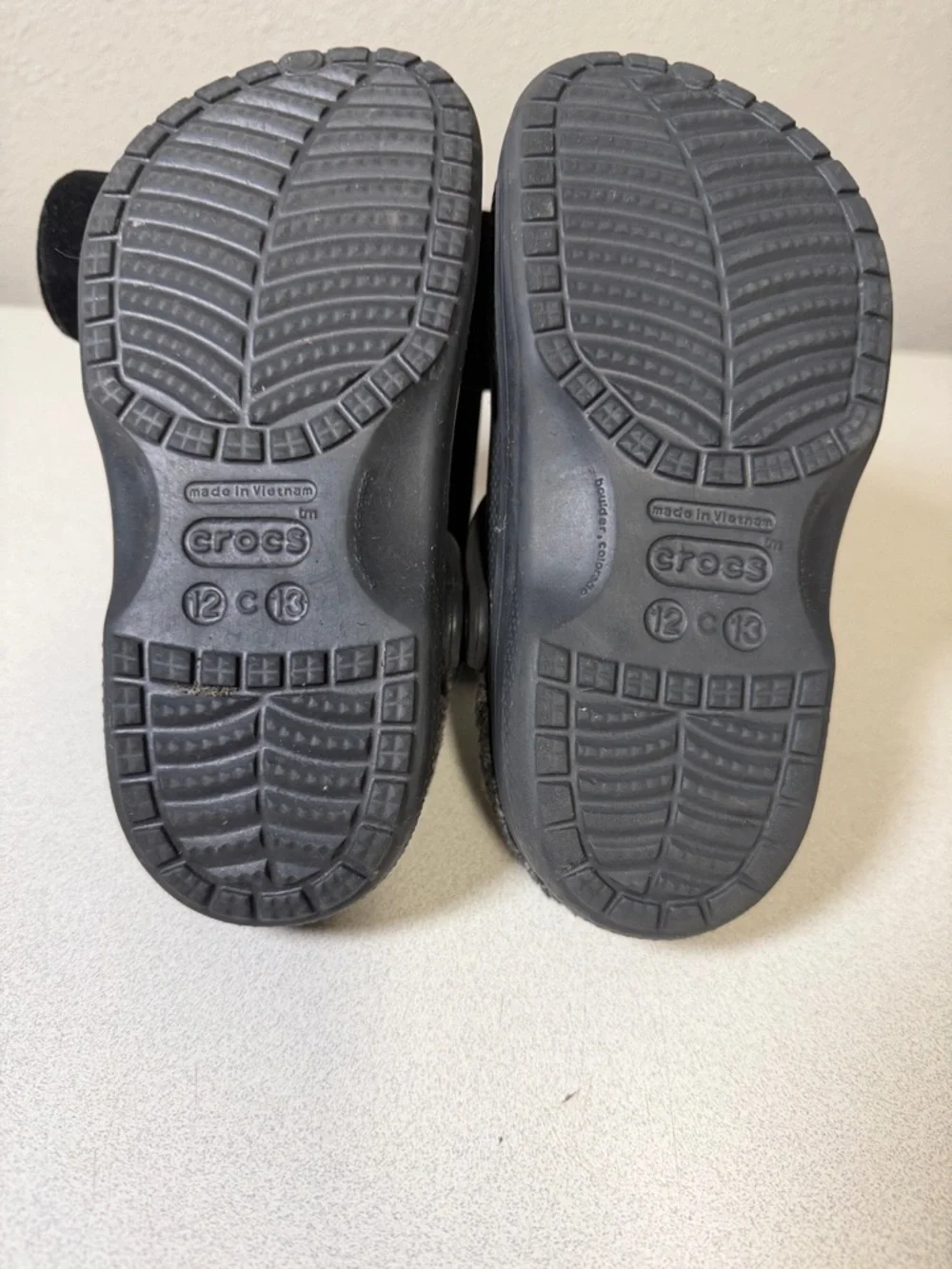 CROCS Kids Black Fuzzy-Lined Clog Slip-Ons